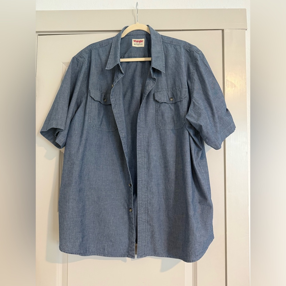 Wrangler Denim Blue Casual Button Down Shirt
